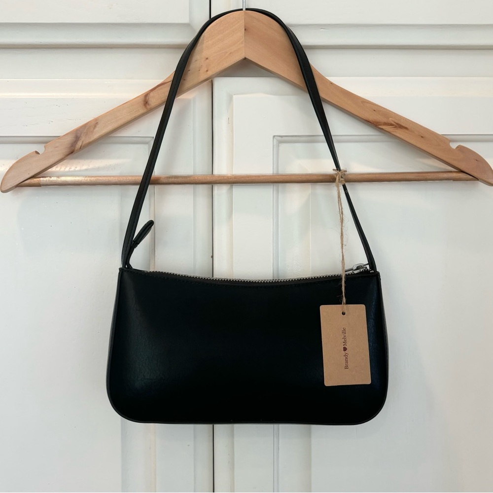 NWT Rare Brandy Melville Black Faux Leather Shoulder Bag